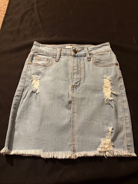 Windsor Dresses & Skirts - Windsor Light Blue Distressed Denim Mini Skirt
